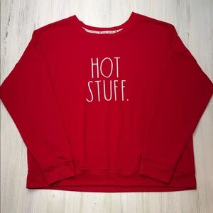 Rae Dunn Red Valentine’s Hot Stuff Crewneck Sweatshirt 
Sz XL